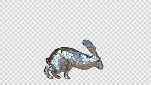 Low-Poly 3D Loop Animated Rabbit Running, Transparent Background Video stock 319073343