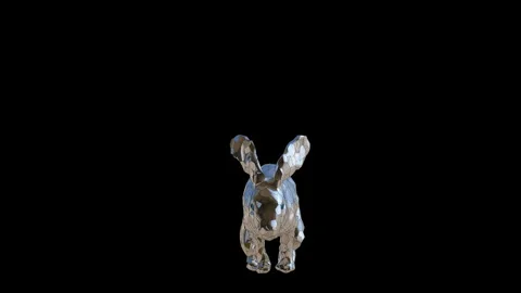 Low Poly 3D Loop Animated Rabbit Running on Black, Front 動画素材 326623199
