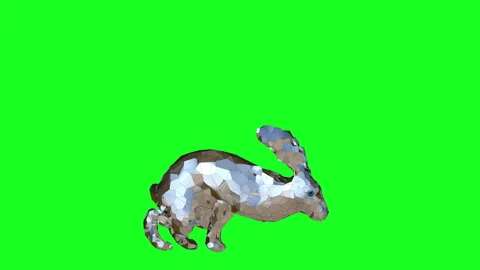 Low Poly 3D Loop Animated Rabbit Running, Green Screen Stock Footage 326623265