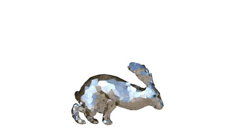 Low Poly 3D Loop Animated Rabbit Running on White 動画素材 330537000