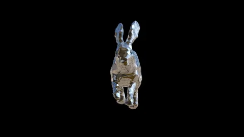 Low Poly 3D Loop Animated Rabbit Running, Luma Matte, Front Stock Footage 330537024