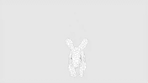 Low Poly 3D Loop Animated Rabbit Running, Transparent Background, Front Sket Video stock 334102002