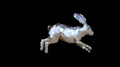Low Poly 3D Loop Animated Rabbit Running, Luma Matte 動画素材 334102003