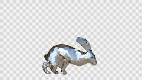Low Poly 3D Loop Animated Rabbit Running, Transparent Background Stock Footage 336560525