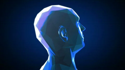 Low-poly 3d render human head Stock Footage 661956