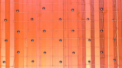 Low poly 3D surface with flying grid or mesh and black spheres as geometric grid Stock Footage