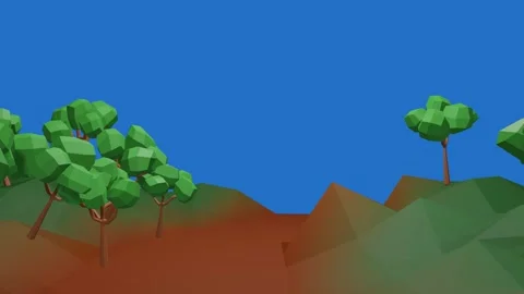 Low poly 3D trees moving slowly forward Stock Footage 294801394
