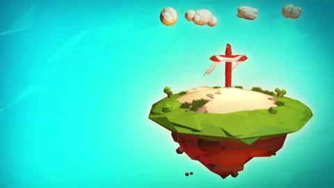 Low Poly 4K Easter concept Calvary hill Christ was crucified Jesus is risen Stock Footage 151569568