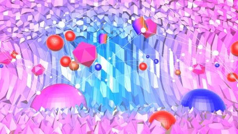 Low poly abstract background with modern gradient colors. Blue violet 3d surface Ilustración de archivo