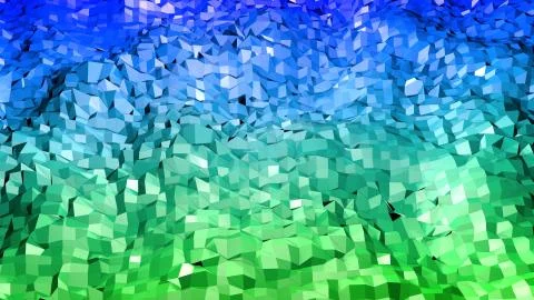 Low poly abstract background with modern gradient colors. Blue green 3d surface Stock Illustration