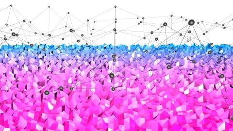 Low poly abstract background with modern gradient colors. Red blue 3d surface Illustrazione stock