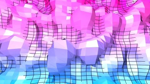 Low poly abstract background with modern gradient colors. Red blue 3d surface Stock Illustration