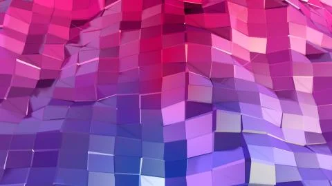 Low poly abstract background with modern gradient colors. Red blue 3d surface. V 库存插图