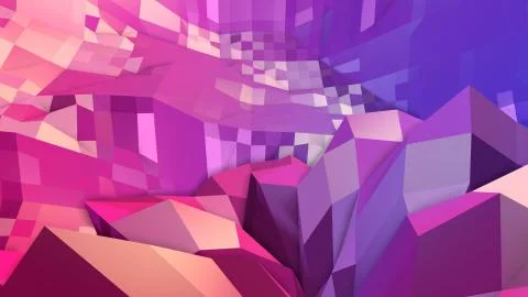 Low poly abstract background with modern gradient colors. Red blue 3d surface Stock Illustration
