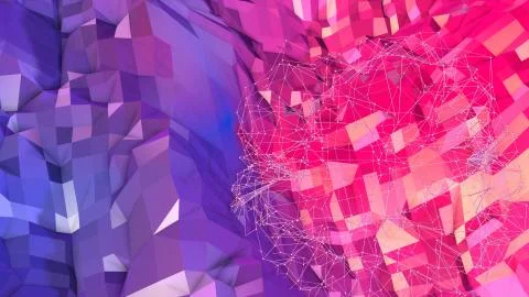 Low poly abstract background with modern gradient colors. Red blue 3d surface Stock Illustration