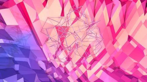 Low poly abstract background with modern gradient colors. Red blue 3d surface Stock Illustration
