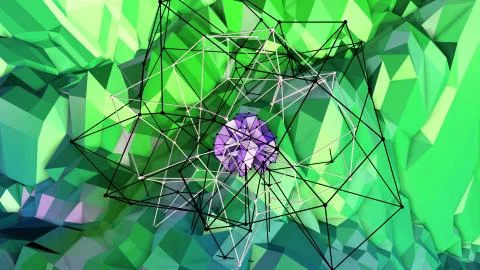 Low poly abstract background with modern gradient colors. Blue green 3d surface Illustrazione stock