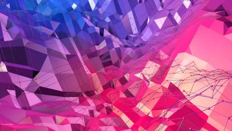 Low poly abstract background with modern gradient colors. Red blue 3d surface Stock Illustration