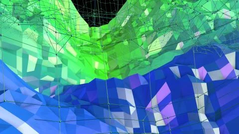 Low poly abstract background with modern gradient colors. Blue green 3d surface 스톡 일러스트