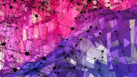 Low poly abstract background with modern gradient colors. Red blue 3d surface Stock Illustration