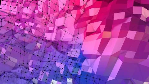 Low poly abstract background with modern gradient colors. Red blue 3d surface Illustrazione stock