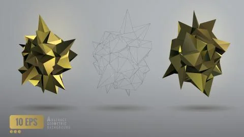 Low poly abstract  golden geometric shape Illustrazione stock