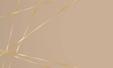 Low poly abstract white and golden lines on beige background, empty space Illustrazione stock