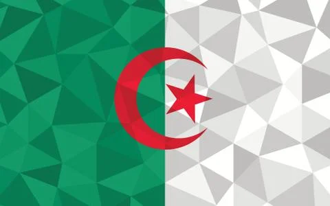 Low poly Algeria flag vector illustration. Triangular Algerian flag graphic.  스톡 일러스트