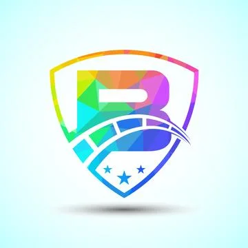 Low poly alphabet B with speedometer and shield sign. The automotive logo d.. 스톡 일러스트