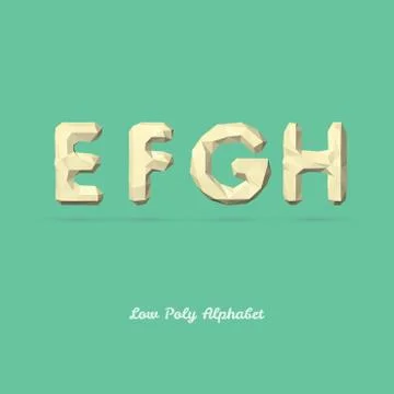 Low Poly Alphabet Letter E F G H Illustrazione stock
