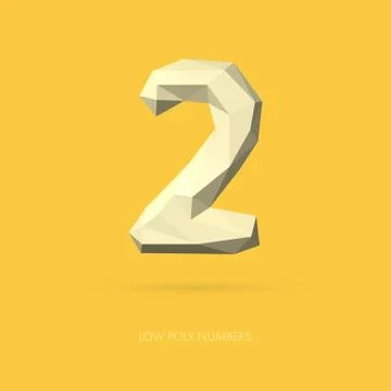 Low Poly Alphabet Number 2 Stock Illustration