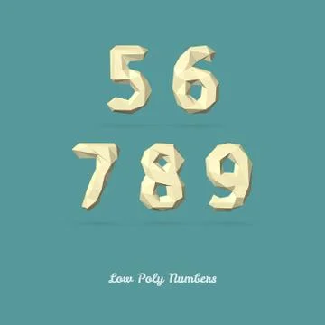 Low Poly Alphabet Number 5 6 7 8 9 Stock Illustration