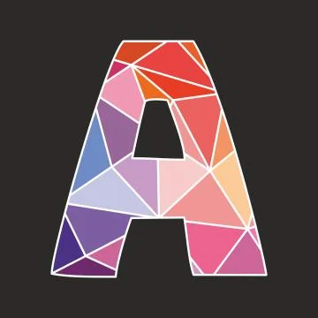 A low poly alphabet vector letter isolated on black background Illustrazione stock