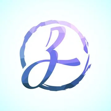 Low poly alphabet Z, Hand drawn letter in a brush circle on white background Stock Illustration