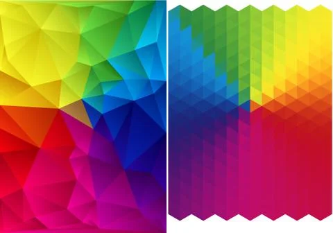 Low poly and triangle backgrounds, vector set Stock Illustration