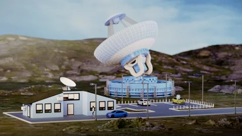 Low poly animation. Very Large radio telescope Stock Footage 218403048