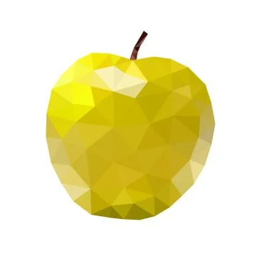 Low poly apple icon yellow Stock Illustration