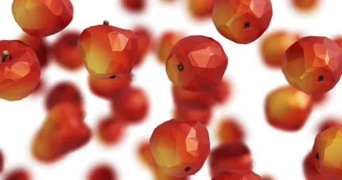 Low Poly Apples Falling Stock Footage 153869052