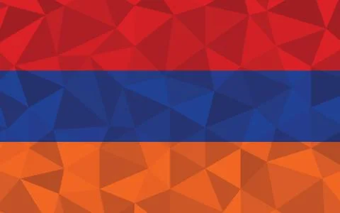 Low poly Armenia flag vector illustration. Triangular Armenian flag graphic.  Stock Illustration