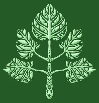 Low poly art with green tree branch silhouette Stock Illustration