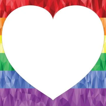 Low poly art heart on the rainbow background Stock Illustration