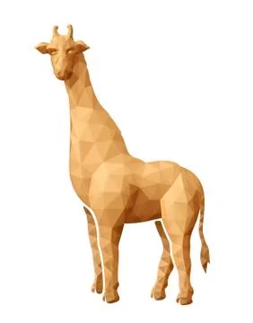 Low poly art with stylized orange giraffe Stock Illustration