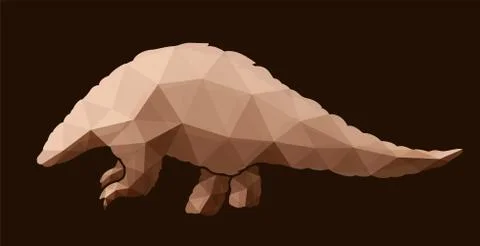Low poly art with stylized pangolin silhouette Stock Illustration