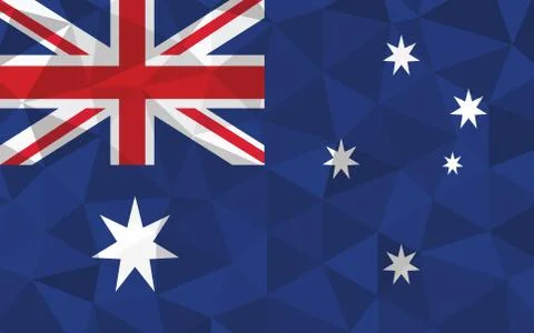Low poly Australia flag vector illustration. Triangular Australian flag graph Stock Illustration