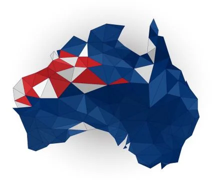 Low poly Australia map on a waving flag Иллюстрация