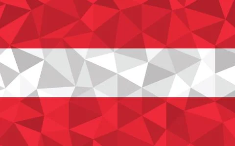 Low poly Austria flag vector illustration. Triangular Austrian flag graphic.  Illustrazione stock