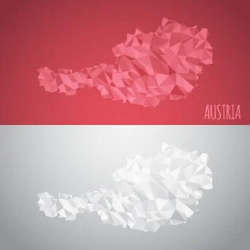 Low Poly Austria Map with National Colors Illustrazione stock