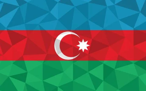 Low poly Azerbaijan flag vector illustration. Triangular Azerbaijani flag gra Stock Illustration