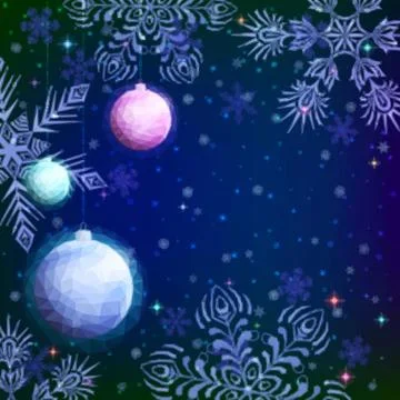 Low Poly Background with Christmas Balls Stock Illustration