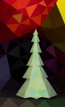 Low poly background with christmas tree, triangular fir, geometric holidays.. Stock Illustration